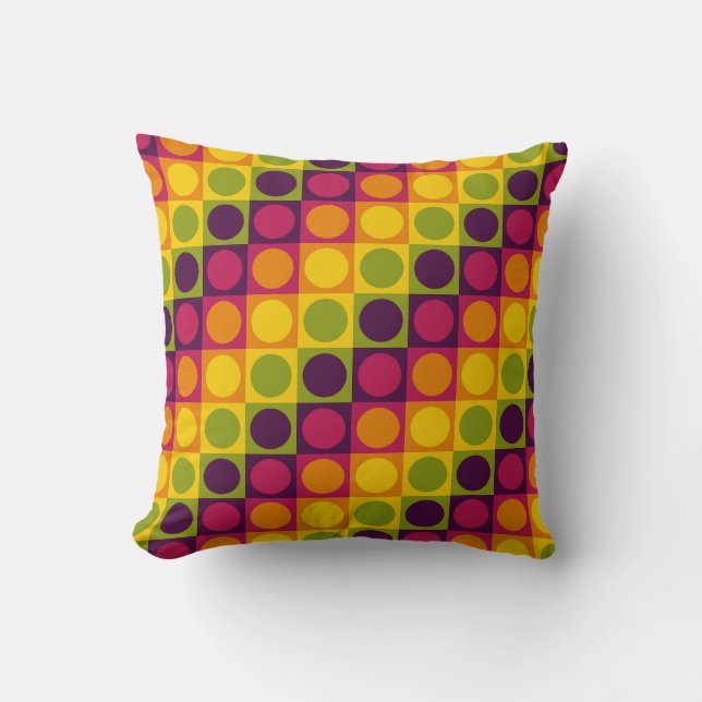 Retro Grid Polka Play Kissen (Vorderseite)