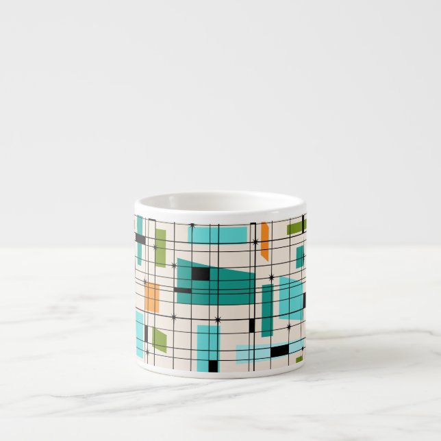 Retro Grid & Sternexplosionen Espresso Tasse (Vorderseite)