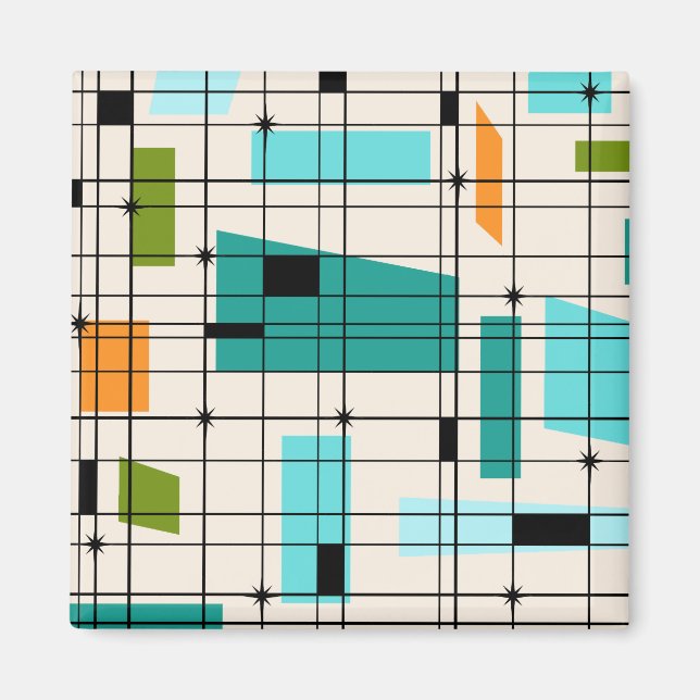 Retro Grid & Sternexplosionen Magnet (Vorne)