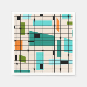 Retro Grid & Sternexplosionen Papier Napkins Serviette