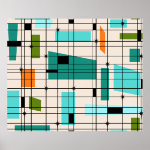 Retro Grid & Sternexplosionen Poster