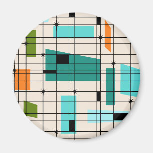 Retro Grid & Sternexplosionen Round Magnet