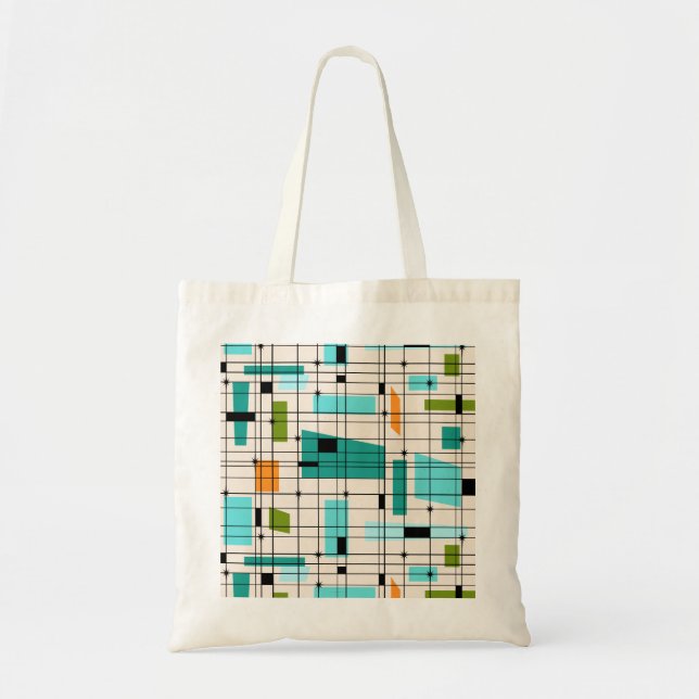 Retro Grid & Sternexplosionen Tote Bag Tragetasche (Vorne)