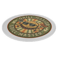 Retro Grill Master Burger Charakter BBQ King Vinta