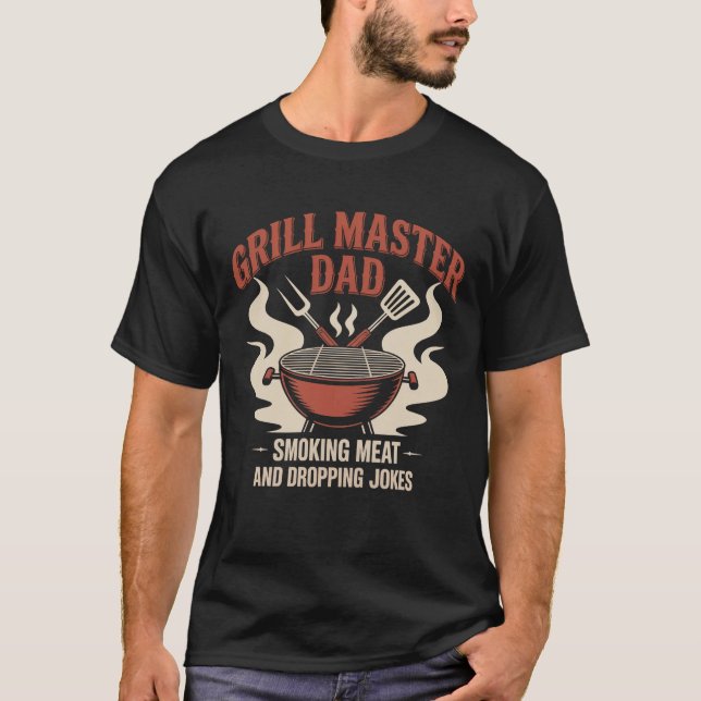 Retro Grill Master Vater Emblem Funny GRILLEN T-Shirt (Vorderseite)