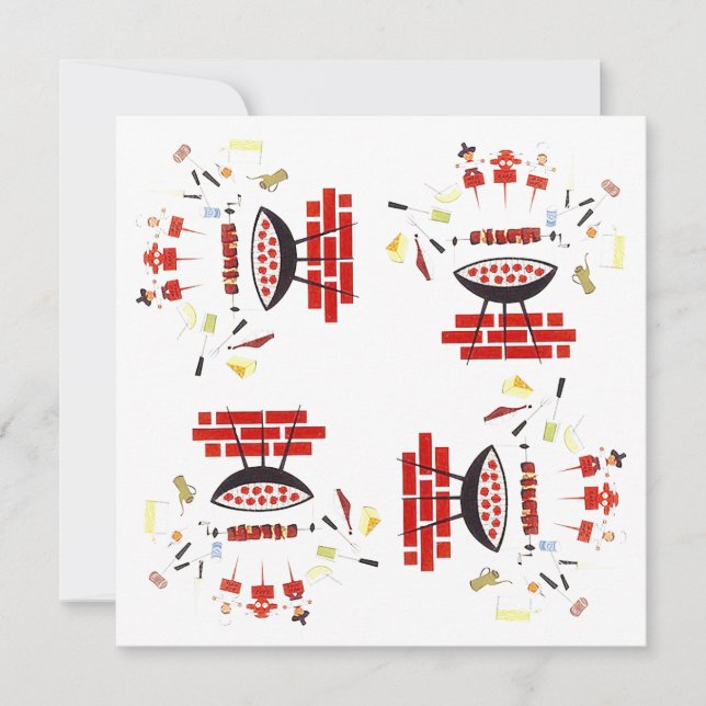 Retro Grill-Mitte- des Jahrhundertsart Googie Einladung (Vorderseite)