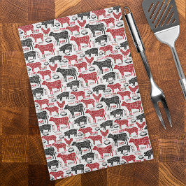 Retro GRILLEN Butcher Farm Frische Muster Geschirrtuch