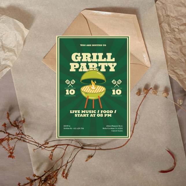 Retro GRILLEN Grill Party Einladung (Von Creator hochgeladen)