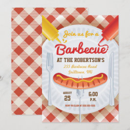 Retro GRILLEN Party Einladung über Gingham
