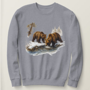 Retro Grizzly Bären Wilderness Szene Sweatshirt -