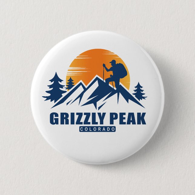 Retro Grizzly Peak T - Shirt Button (Vorderseite)