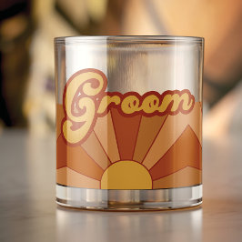 Retro Groom Typografy Summer Sun Wedding Whiskyglas