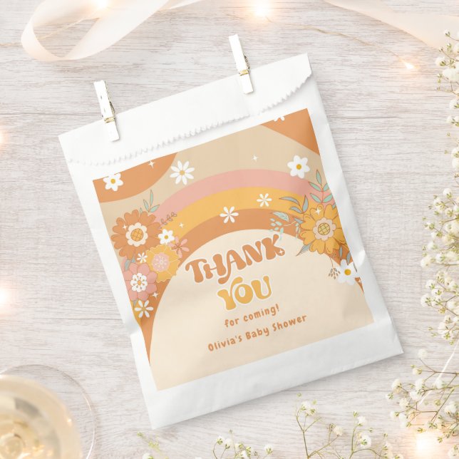 Retro Groovbaby 70er floral vielen Dank Geschenktütchen (Ausgeschnitten)