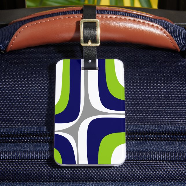 Retro Groove Mitte Jahrhundert Moderne Abstrakte L Gepäckanhänger (Vorderseite Insitu 2)