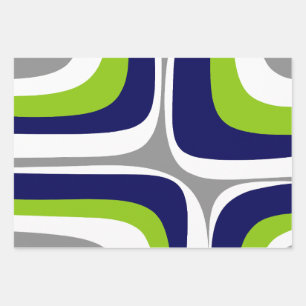 Retro Groove Mitte Jahrhundert Modernes Abstraktes Geschenkpapier Set