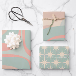Retro Groove Pastel Vibes Muster Geschenkpapier Set