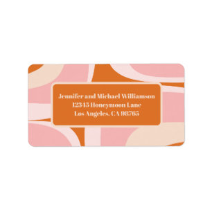Retro Groove Pink und Orange Abstraktes Muster Adressaufkleber