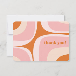Retro Groove Rosa und Orange abstraktes Muster Dankeskarte