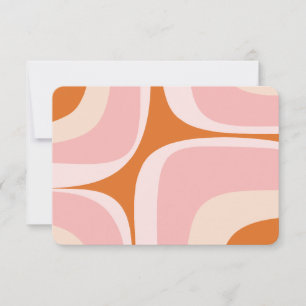 Retro Groove Rosa und Orange abstraktes Muster Dankeskarte