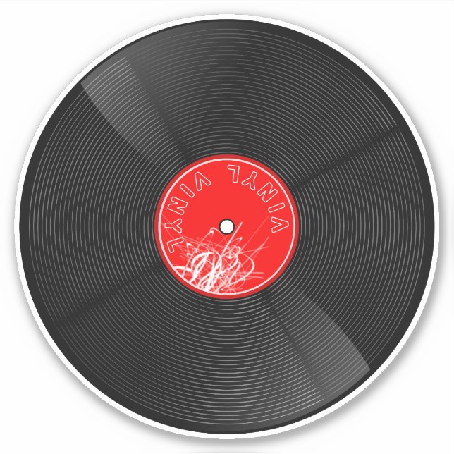 Retro Grooves: Vinyl Record Illustration Aufkleber (Vorderseite)