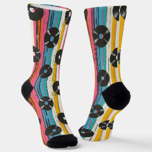 Retro Grooves - Vinyl Record Striping Muster Socken