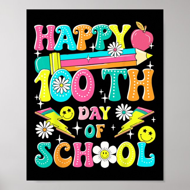 Retro Groovy 100. Schullehrer Kid Happ Poster (Vorne)