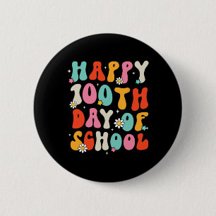 Retro Groovy 100 Tage glücklich 100. Tag der Schul Button