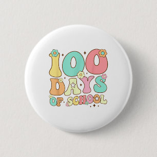 Retro Groovy 100 Tage glücklich 100. Tag der Schul Button