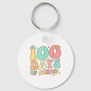 Retro Groovy 100 Tage glücklich 100. Tag der Schul Schlüsselanhänger