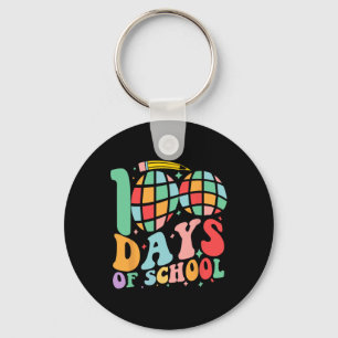 Retro Groovy 100 Tage Schule Happy 100. Tag der Sc Schlüsselanhänger