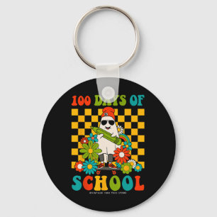 Retro Groovy 100 Tage Schullehrer Kinder Ghos Schlüsselanhänger