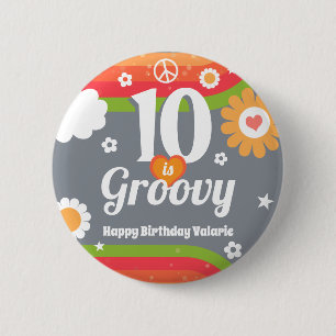 Retro Groovy 10. Geburtstag Button
