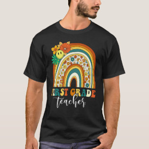 Retro Groovy 1. Klasse Lehrer Rainbow Back T-Shirt