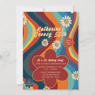 Retro Groovy 50. Geburtstag  Einladung