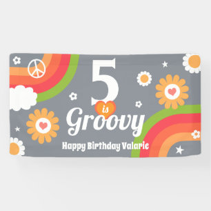 Retro Groovy 5. Geburtstagsbanner Banner