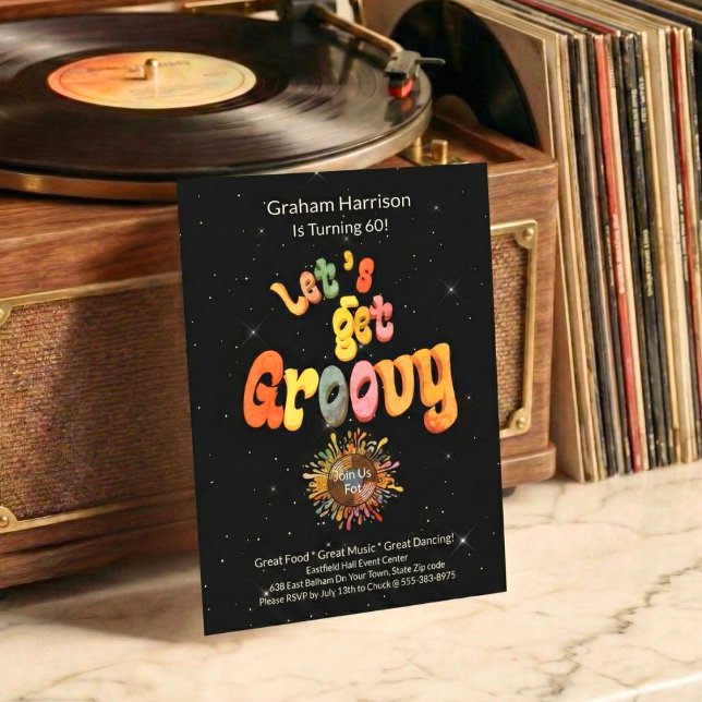 Retro Groovy 60. Geburtstagseinladung Einladung (Von Creator hochgeladen)