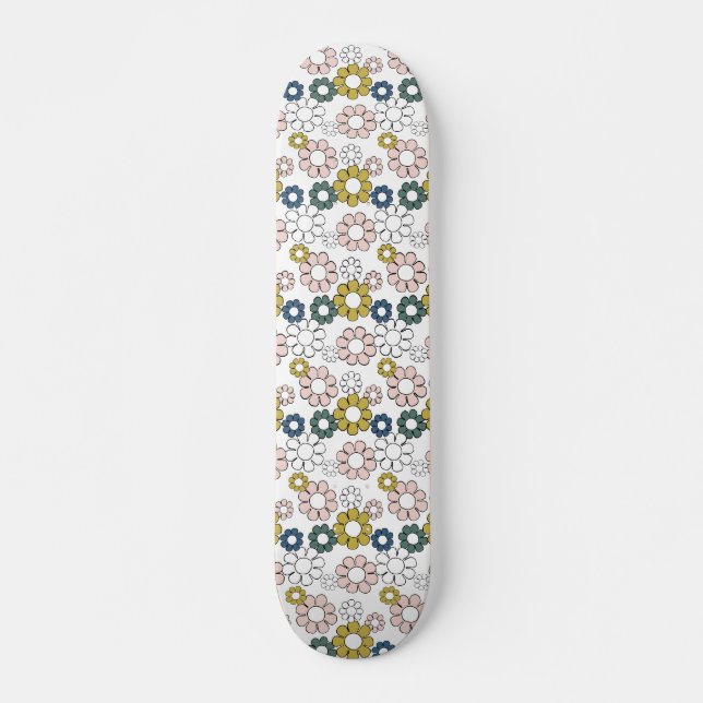 Retro Groovy 60er 70er Floral Skateboard (Vorne)