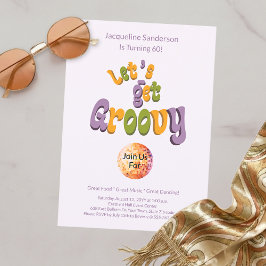 Retro Groovy 60th Birthday Invitation Einladung