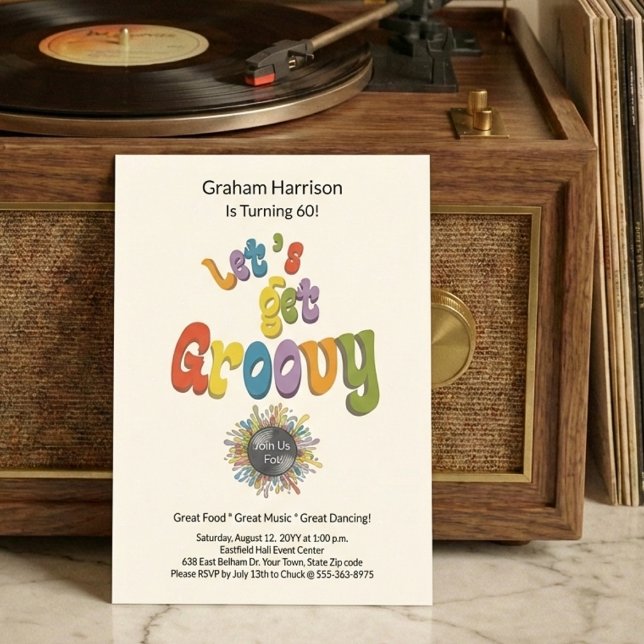 Retro Groovy 60th Birthday Invitation Einladung (Von Creator hochgeladen)