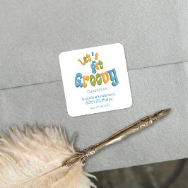 Retro Groovy 60th Birthday Party Envelope Seals Quadratischer Aufkleber