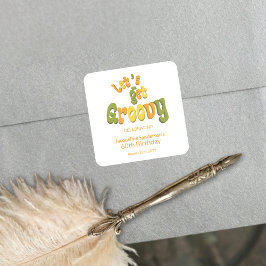 Retro Groovy 60th Birthday Party Envelope Seals Quadratischer Aufkleber
