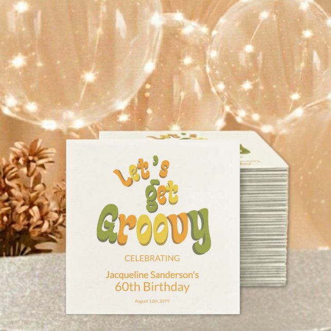 Retro Groovy 60th Birthday Party Serviette (Von Creator hochgeladen)