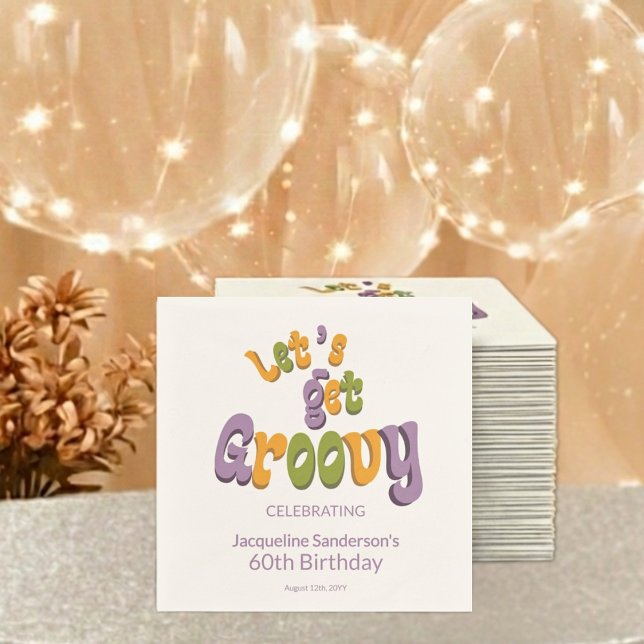 Retro Groovy 60th Birthday Party Serviette (Von Creator hochgeladen)
