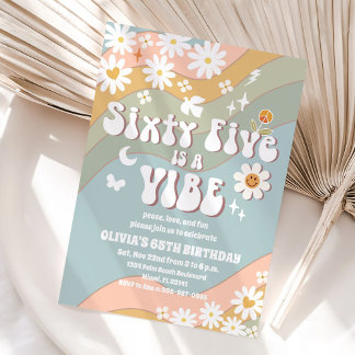 Retro Groovy 65. Geburtstagseinladung Einladung