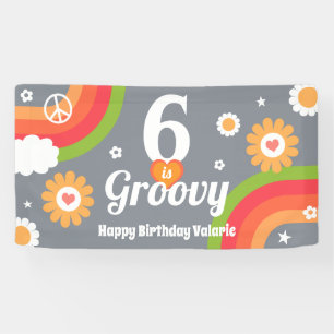 Retro Groovy 6. Geburtstagsbanner Banner