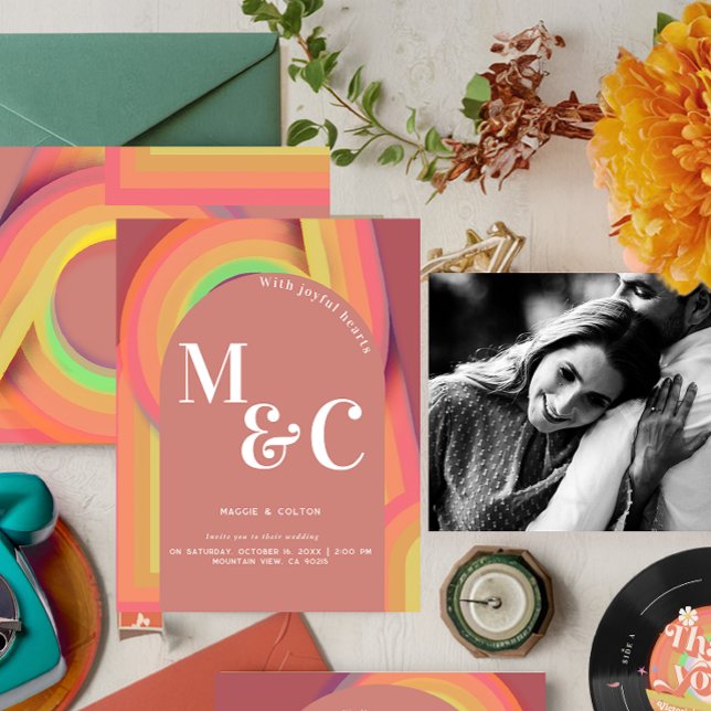 Retro Groovy 70 Curvy Lines Save The Date (Von Creator hochgeladen)