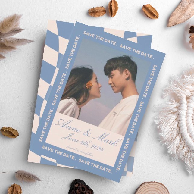 RETRO GROOVY 70er BLUE MUTED TONNEN Einladung (Von Creator hochgeladen)