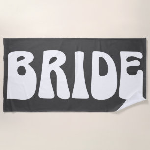 Retro Groovy 70er Bride Wedding Black and White Strandtuch