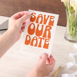 Retro Groovy 70er Bright Orange Wedding Rett Date