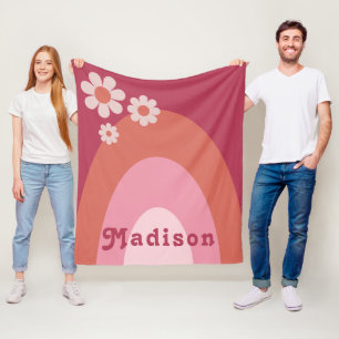 Retro Groovy 70er Daisy Arch Name Fleecedecke